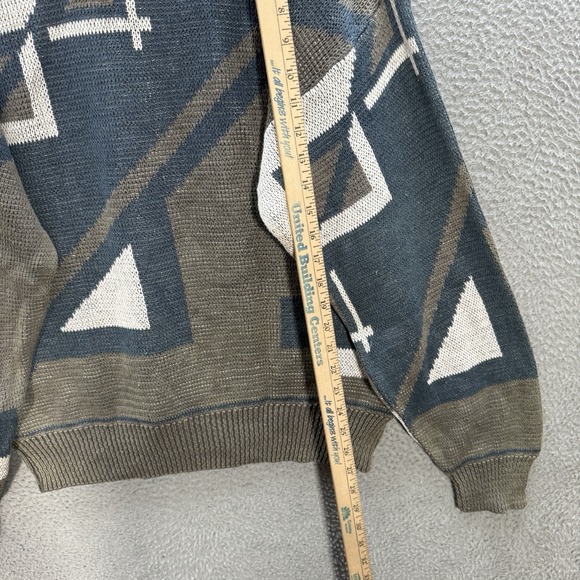 Vintage Private Club Sweater Adult Large Multicolor Geometric Knit Crewneck 90s - Picture 4 of 9